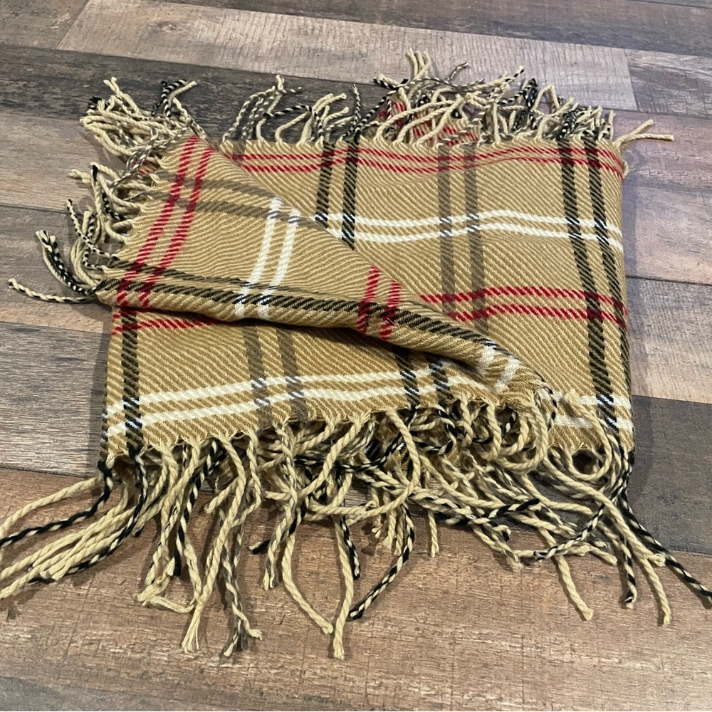 Cejon plaid fringe infinity scarf